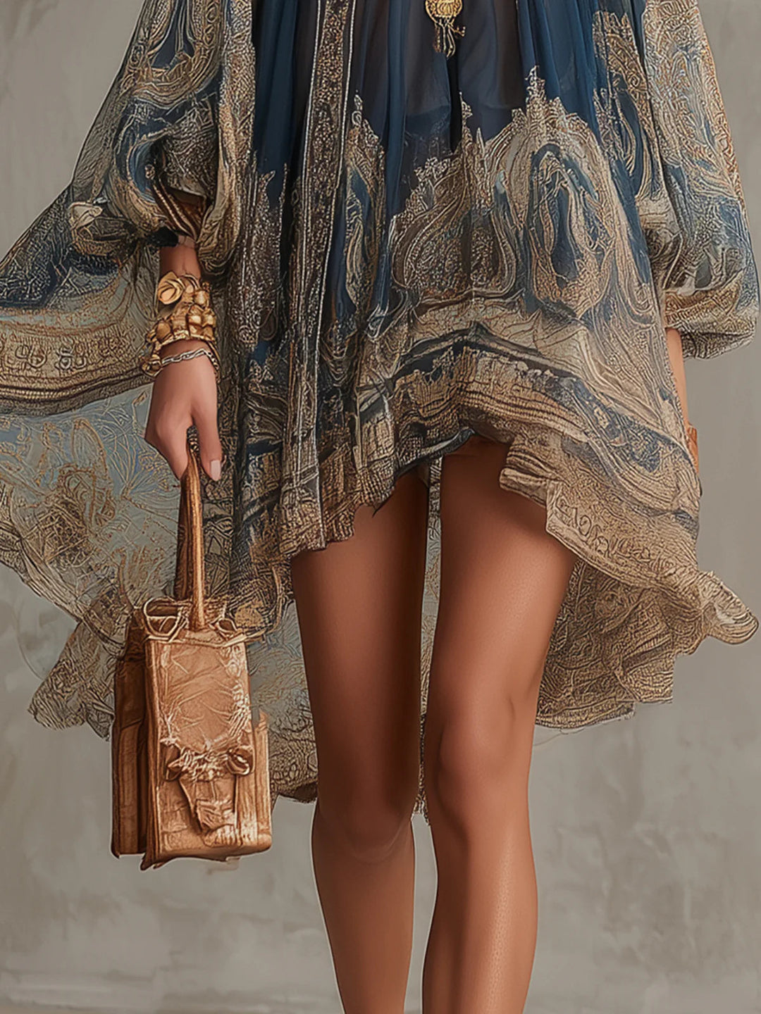 Berenice | Mini Blue Printed Dress