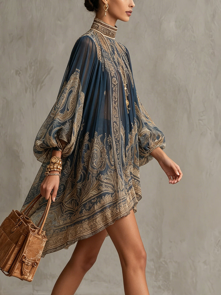 Berenice | Mini Blue Printed Dress
