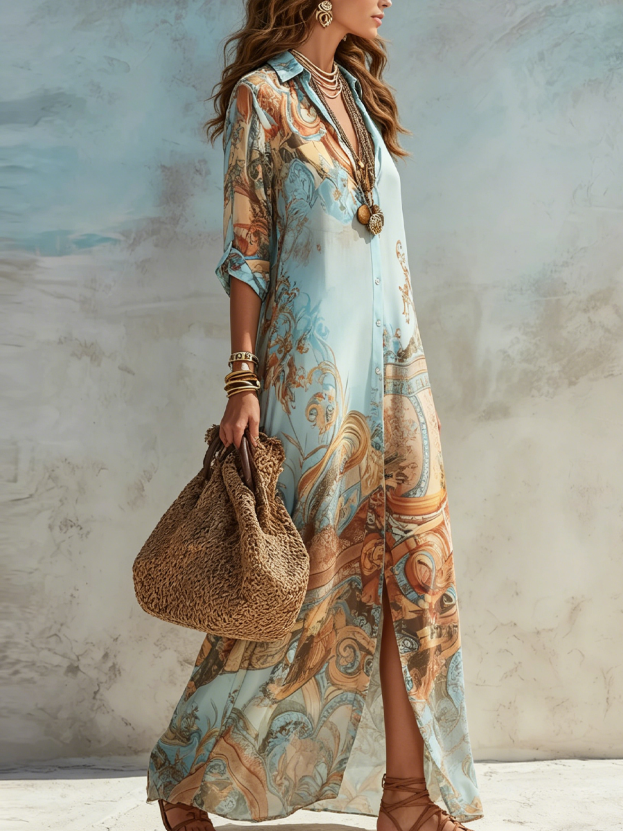 Cleo | Elegant Mediterranean Shirt Dress