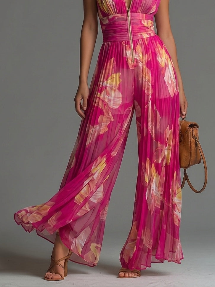 Isabella | Fuchsia Floral Jumpsuit