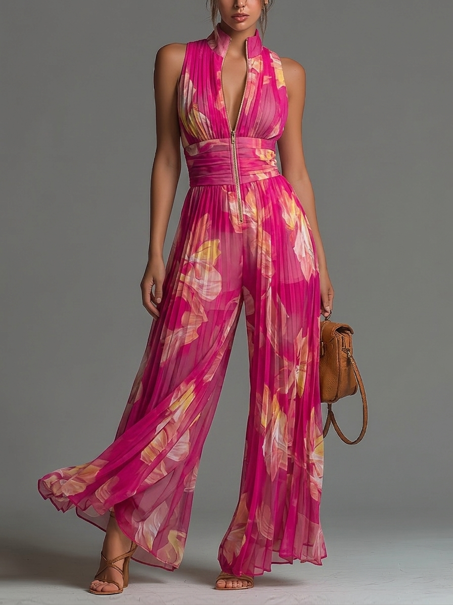 Isabella | Fuchsia Floral Jumpsuit