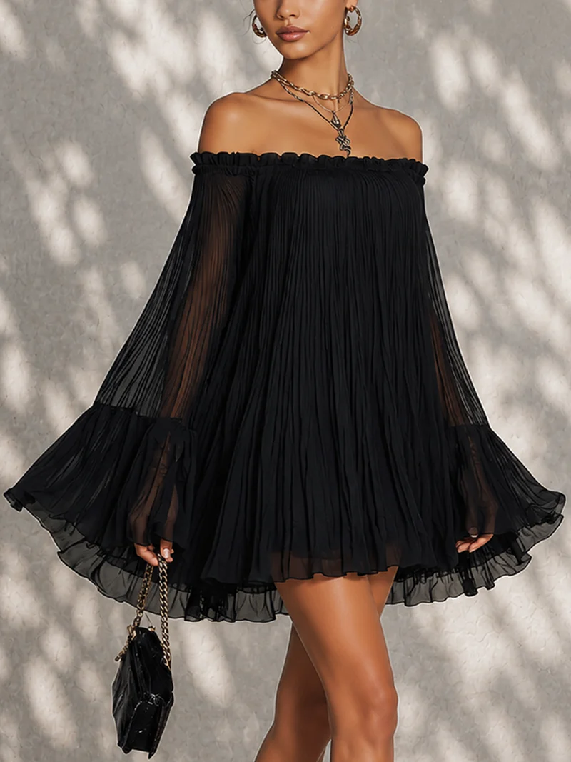 Zelie | Mini Black Ruffle Dress