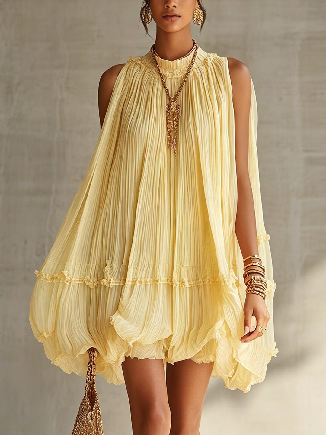 Margaux | Mini Yellow Ruffle Dress