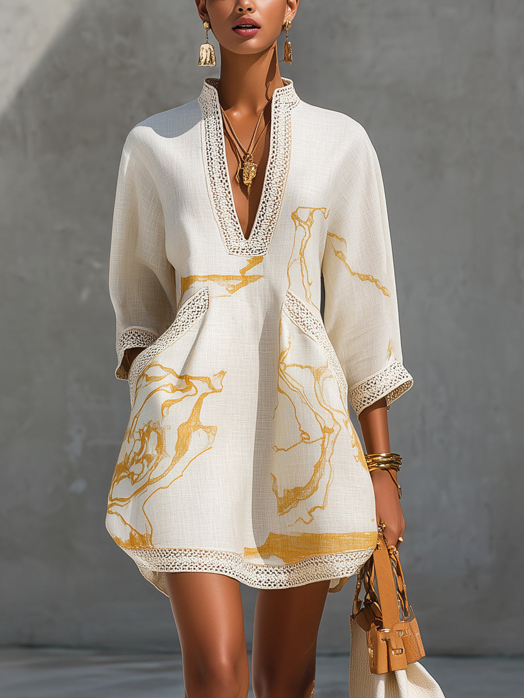 Ivory | Mini Ivory Printed Dress