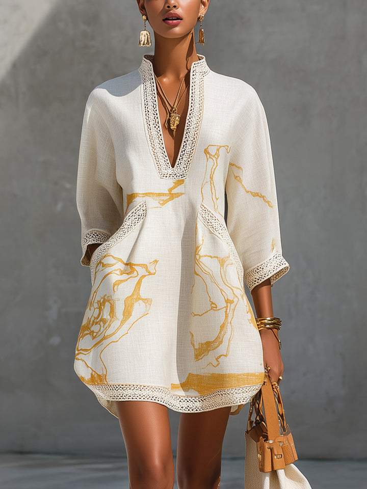 Ivory | Mini Ivory Printed Dress