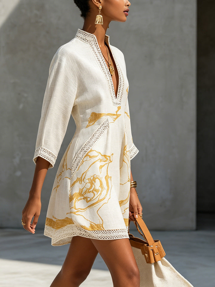 Ivory | Mini Ivory Printed Dress
