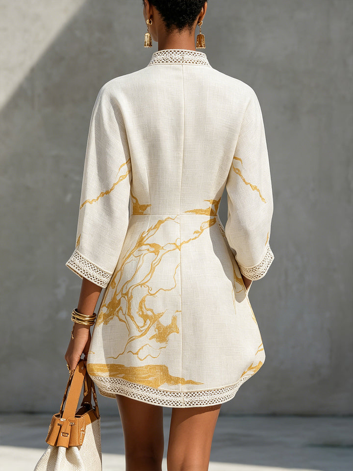Ivory | Mini Ivory Printed Dress