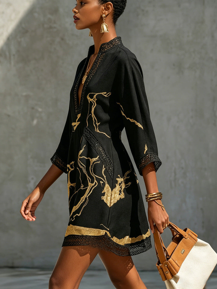 Ember | Mini Black Printed Dress