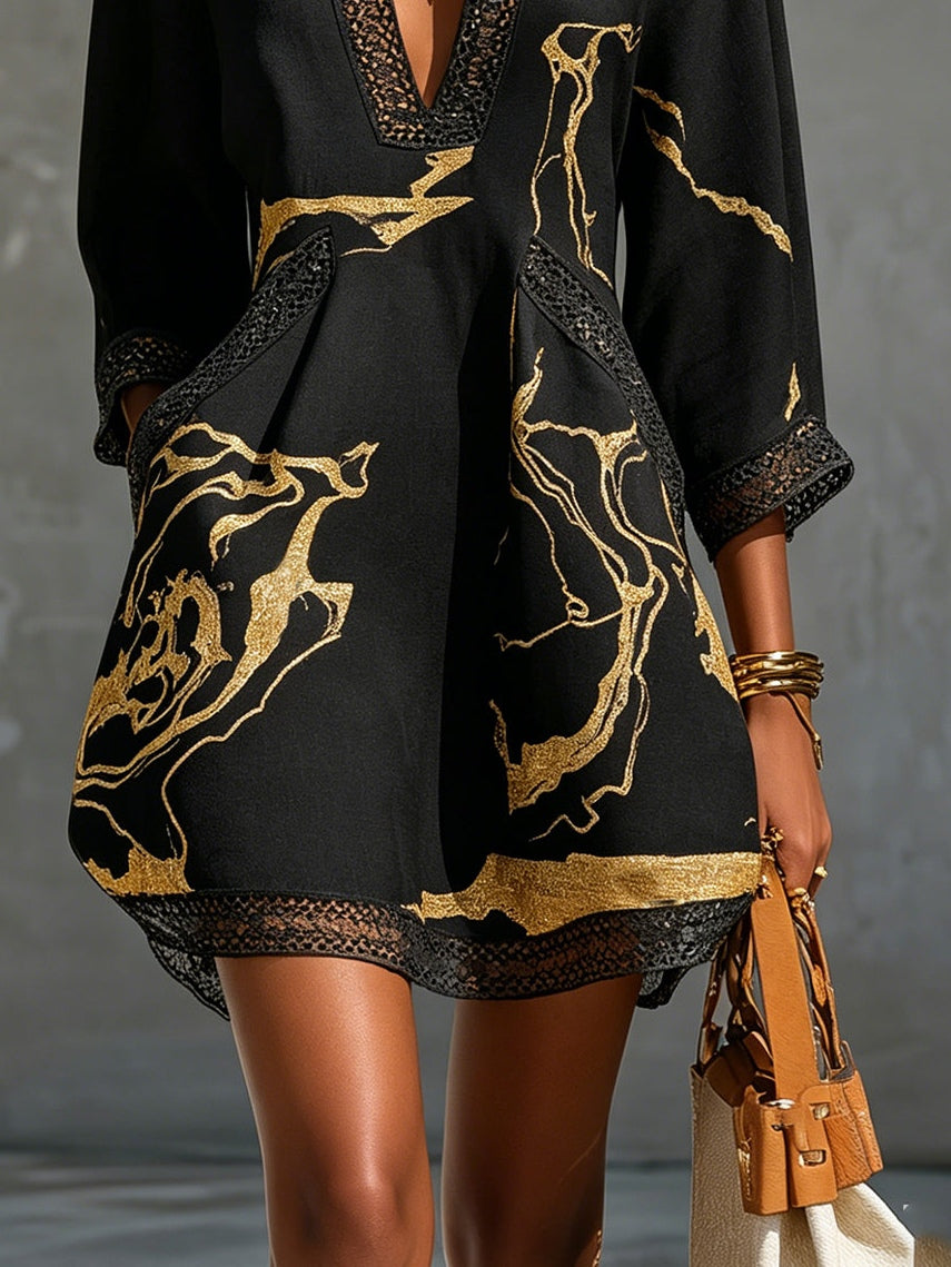 Ember | Mini Black Printed Dress
