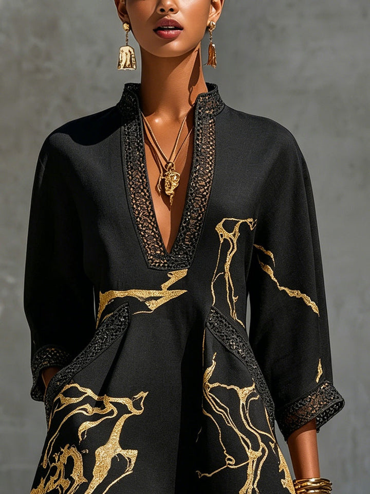 Ember | Mini Black Printed Dress