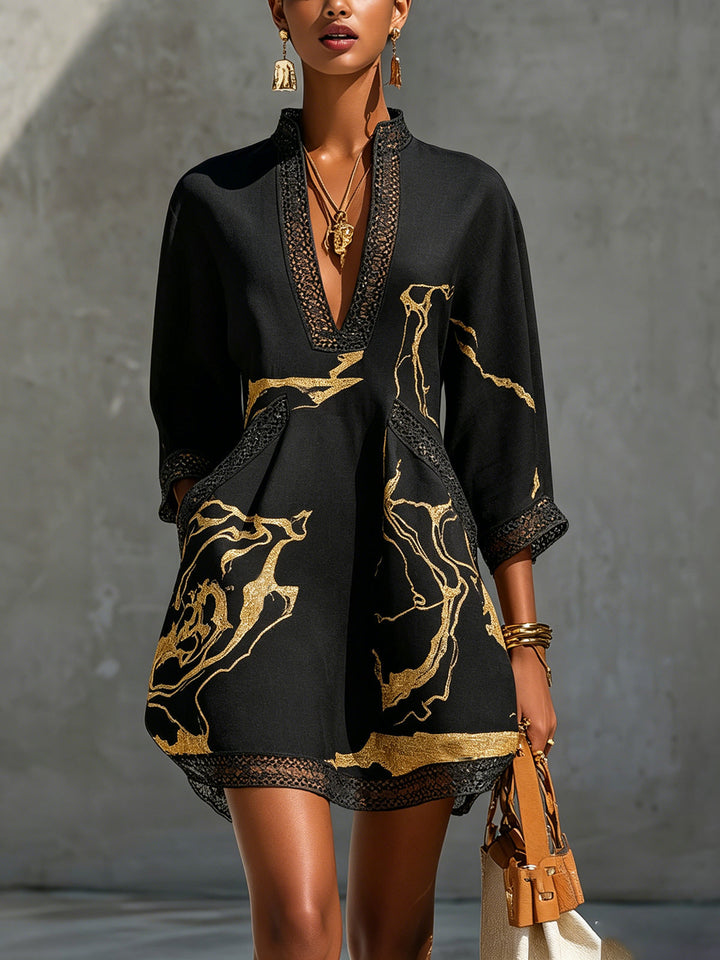 Ember | Mini Black Printed Dress