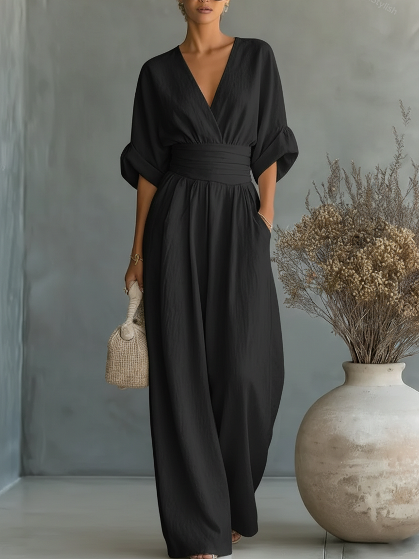 Maya | High-Waist V-Neck Jumpsuit