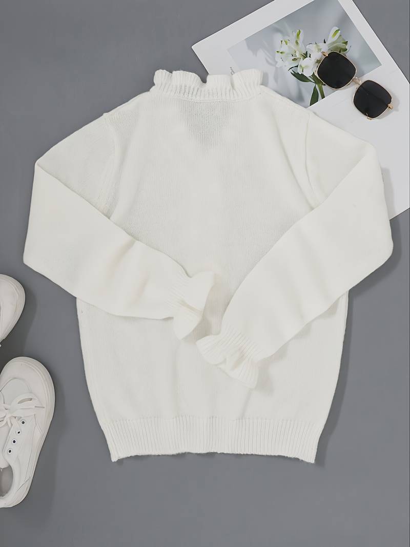 Mara | Plain Sweater with V-Neck and Buttons
