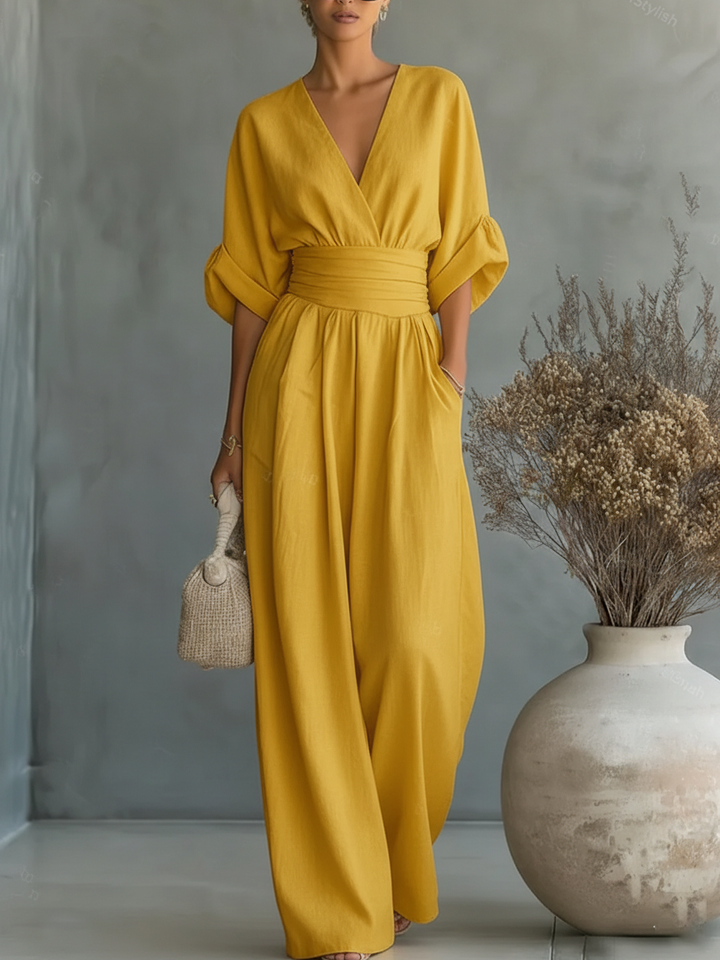 Maya | High-Waist V-Neck Jumpsuit