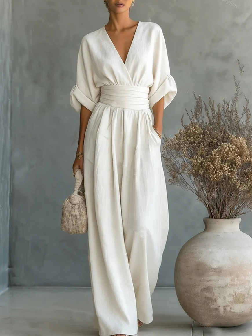Maya | High-Waist V-Neck Jumpsuit