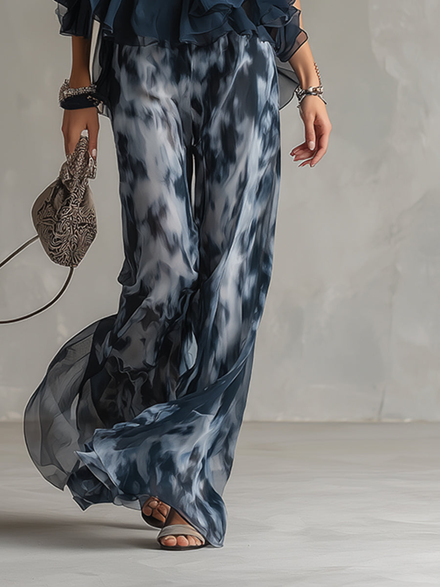Louise | High-Neck Top and Printed Trousers Set