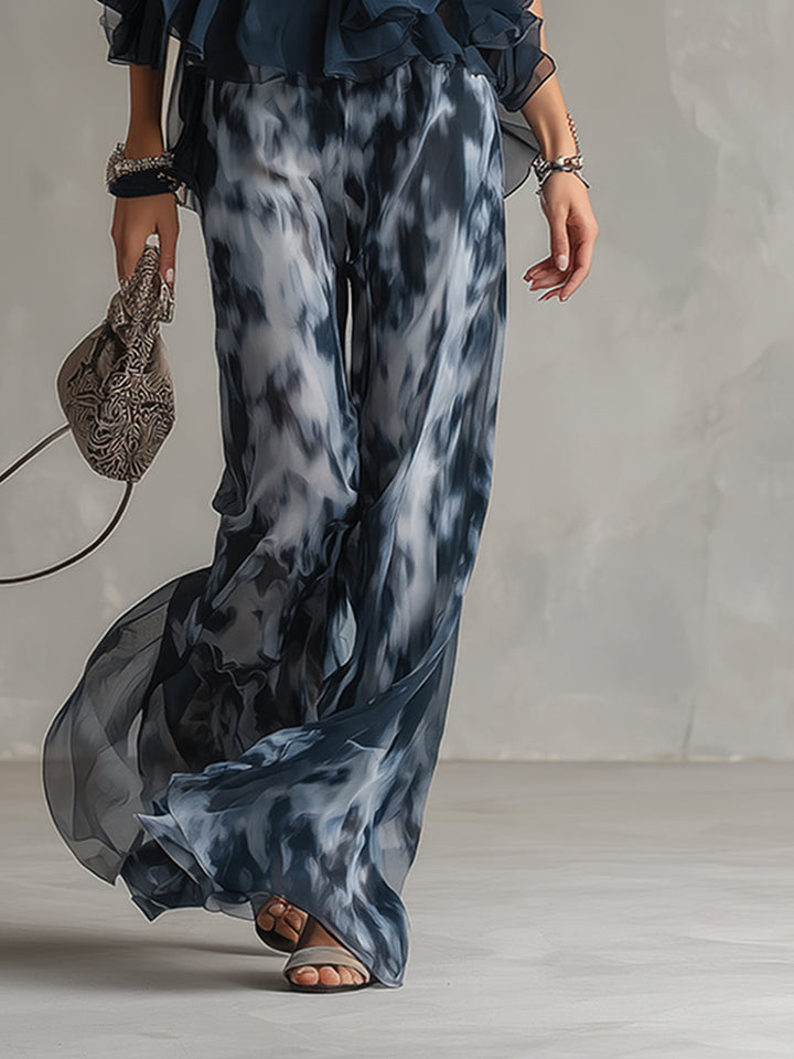 Louise | High-Neck Top and Printed Trousers Set
