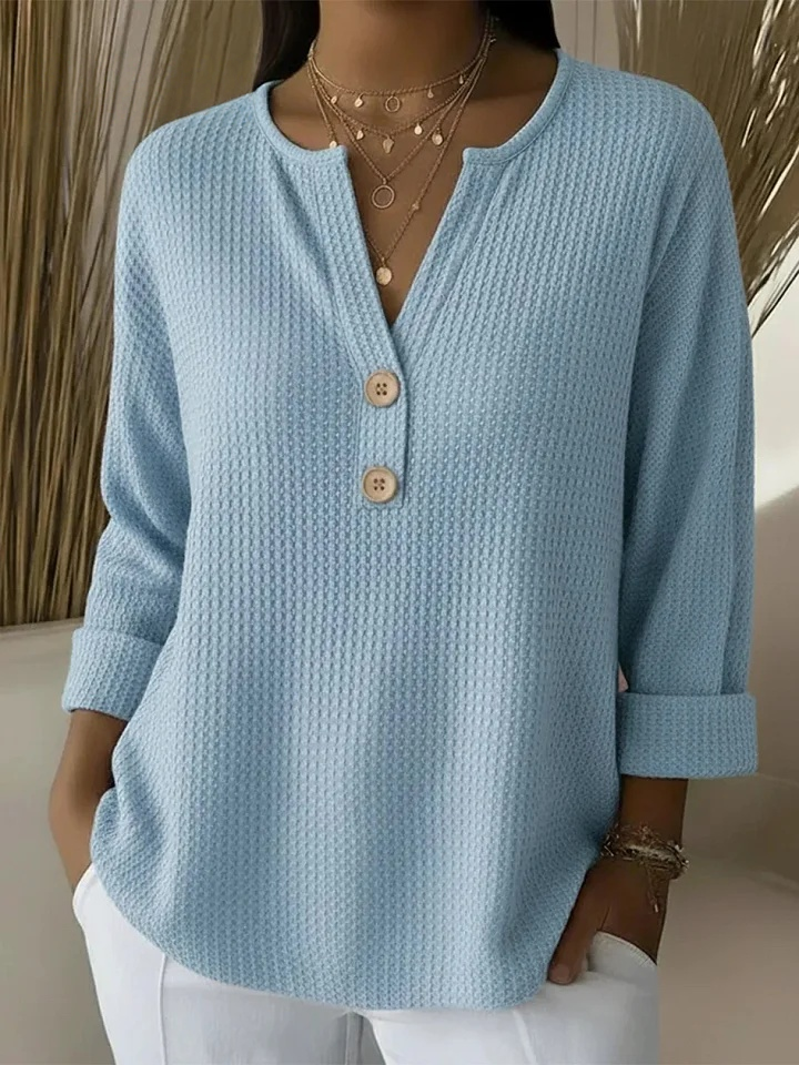 Lucinda | Waffle Henley Sweater