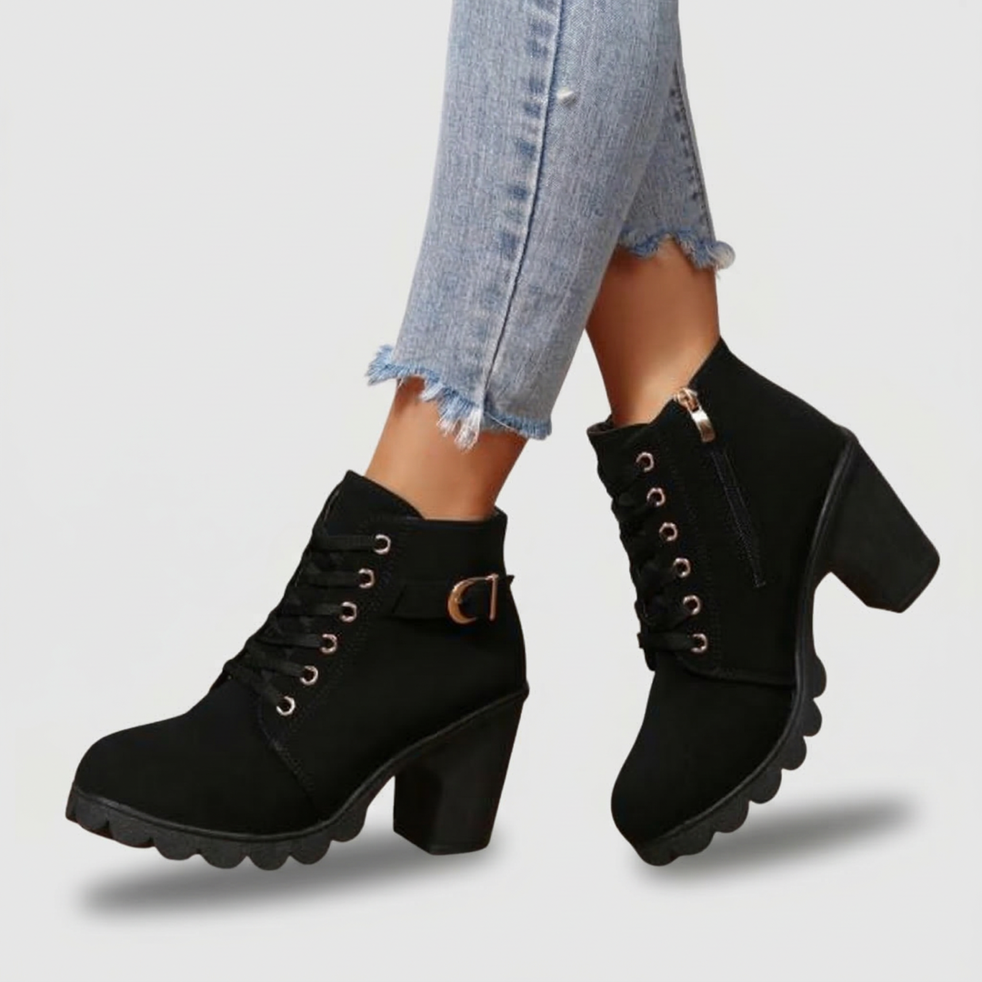 Karin | Lace-Up Chunky Ankle Booties