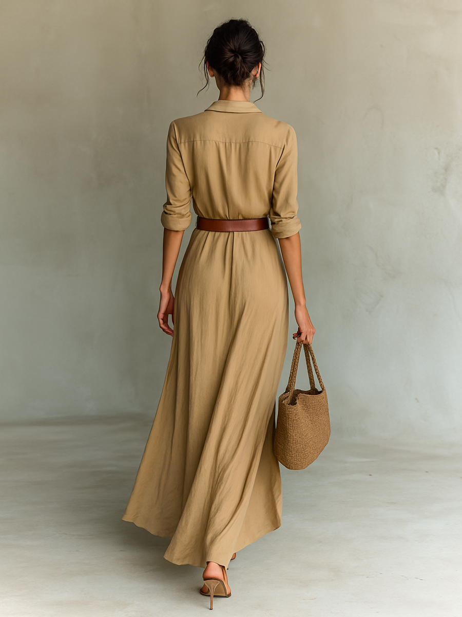 Leonie | Belted Maxi Shirt Dress