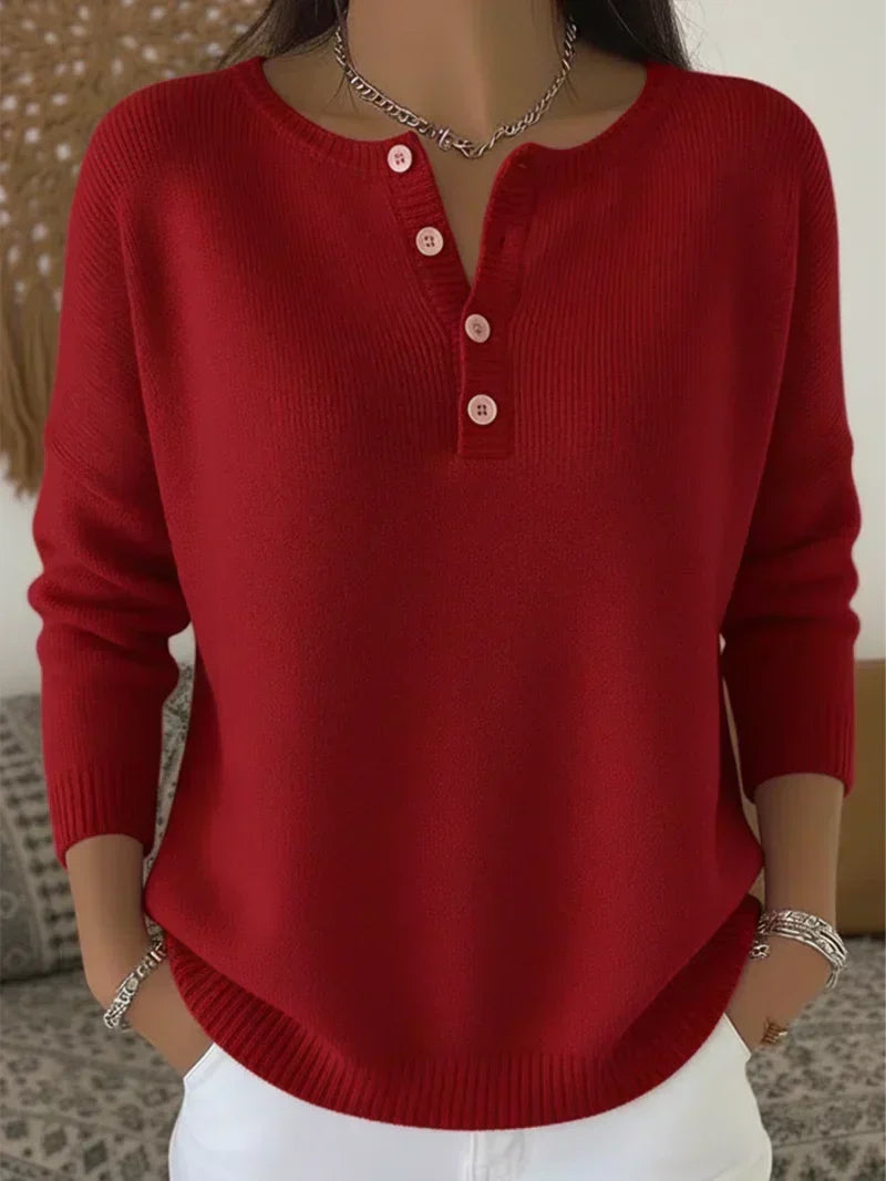 Helena | Ribbed Henley Sweater