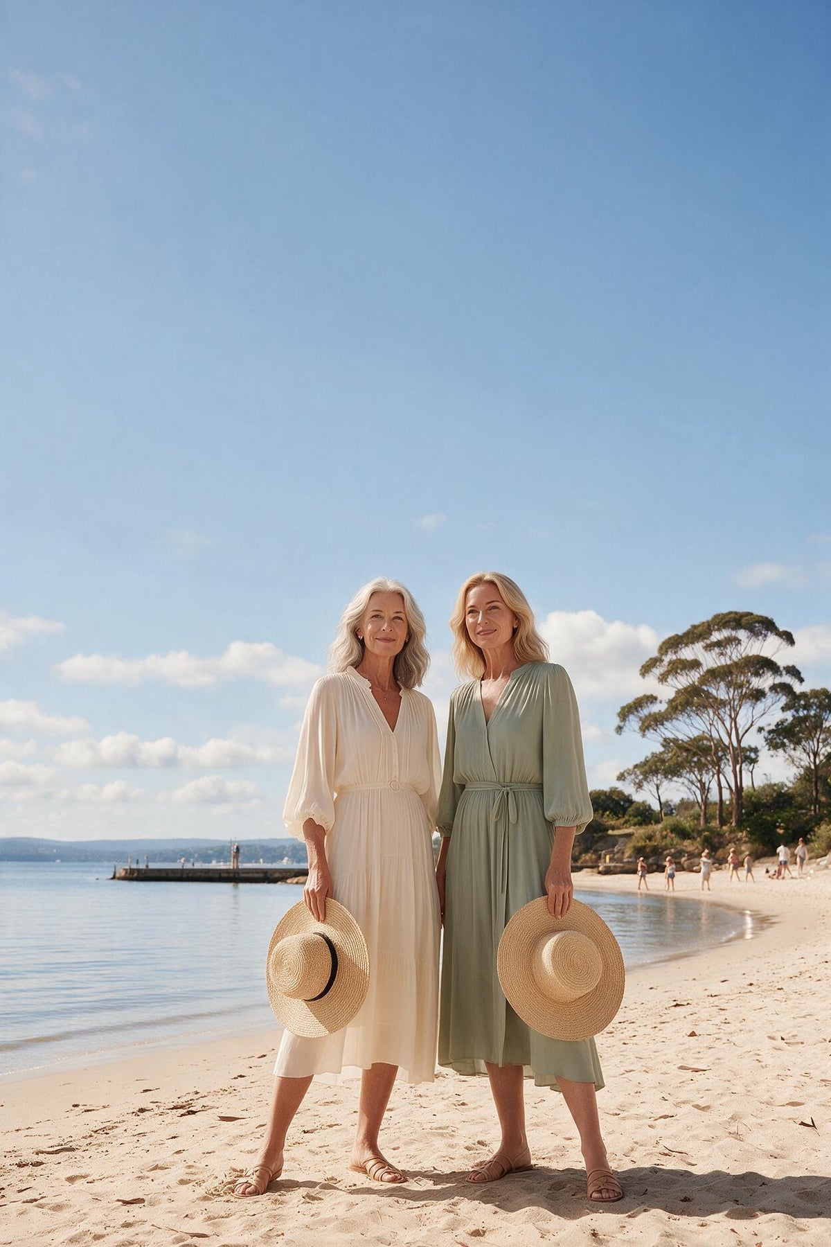 Two women on an Australian harbour beach — mobile hero
