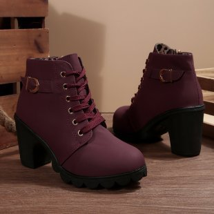 Karin | Lace-Up Chunky Ankle Booties