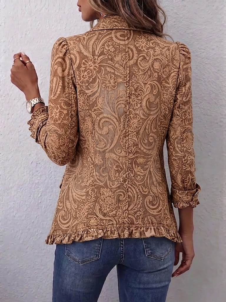 Noemie | Brown Ruffle Jacket