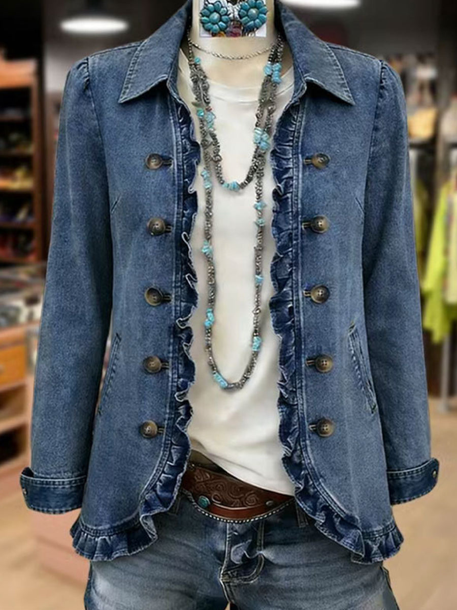 Frederica | Blue Ruffle Jacket
