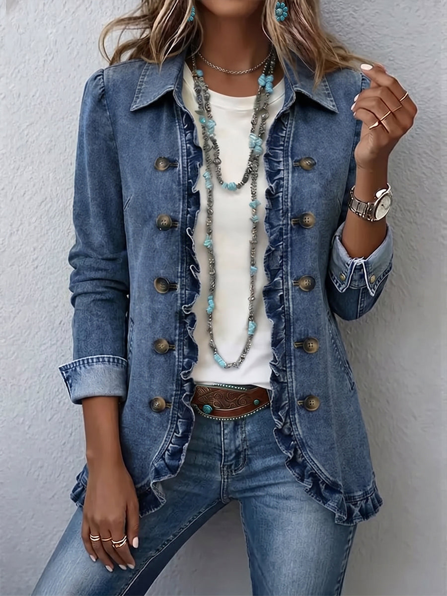 Frederica | Blue Ruffle Jacket