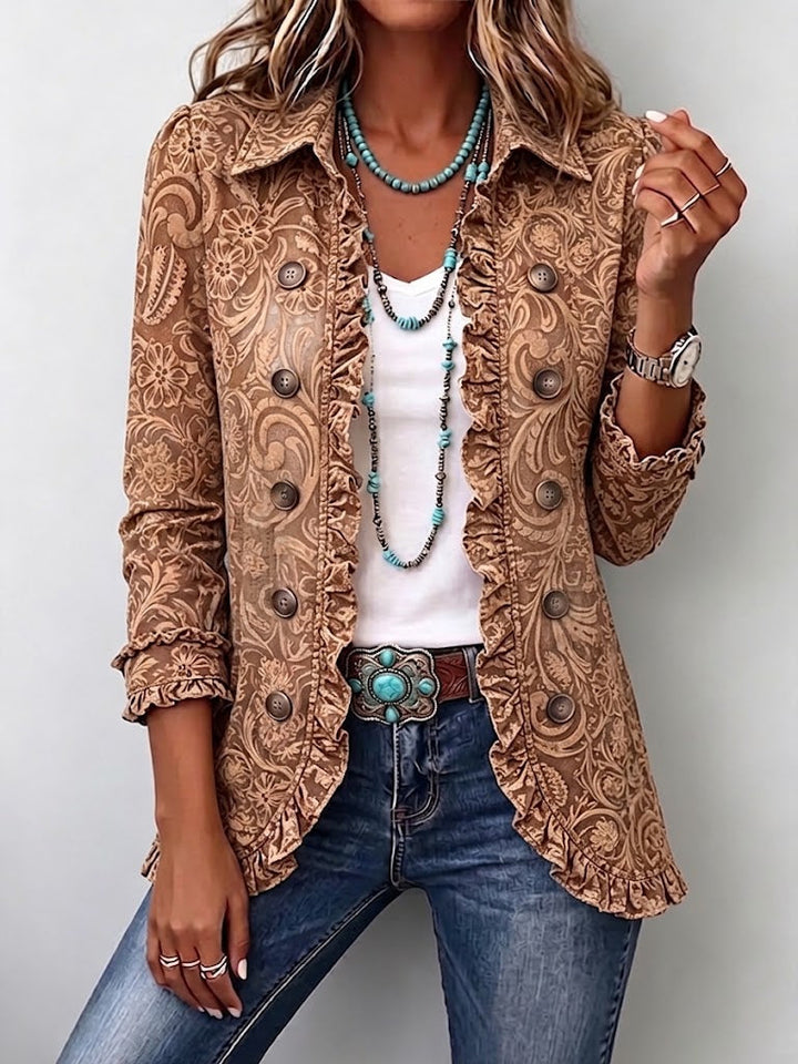Noemie | Brown Ruffle Jacket
