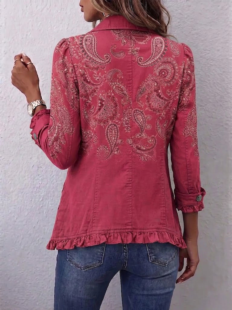 Iseult | Pink Paisley Ruffle Jacket