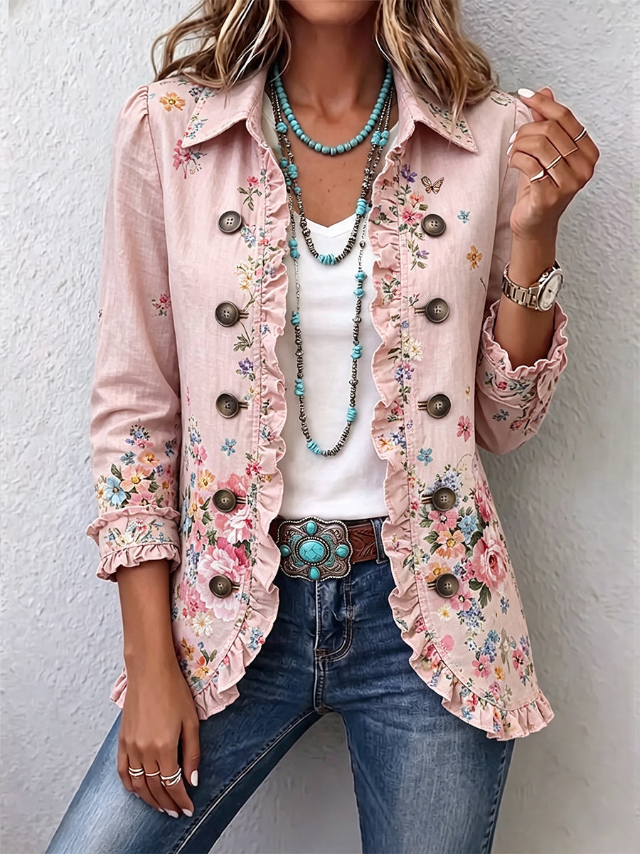 Martine | Pink Ruffle Jacket