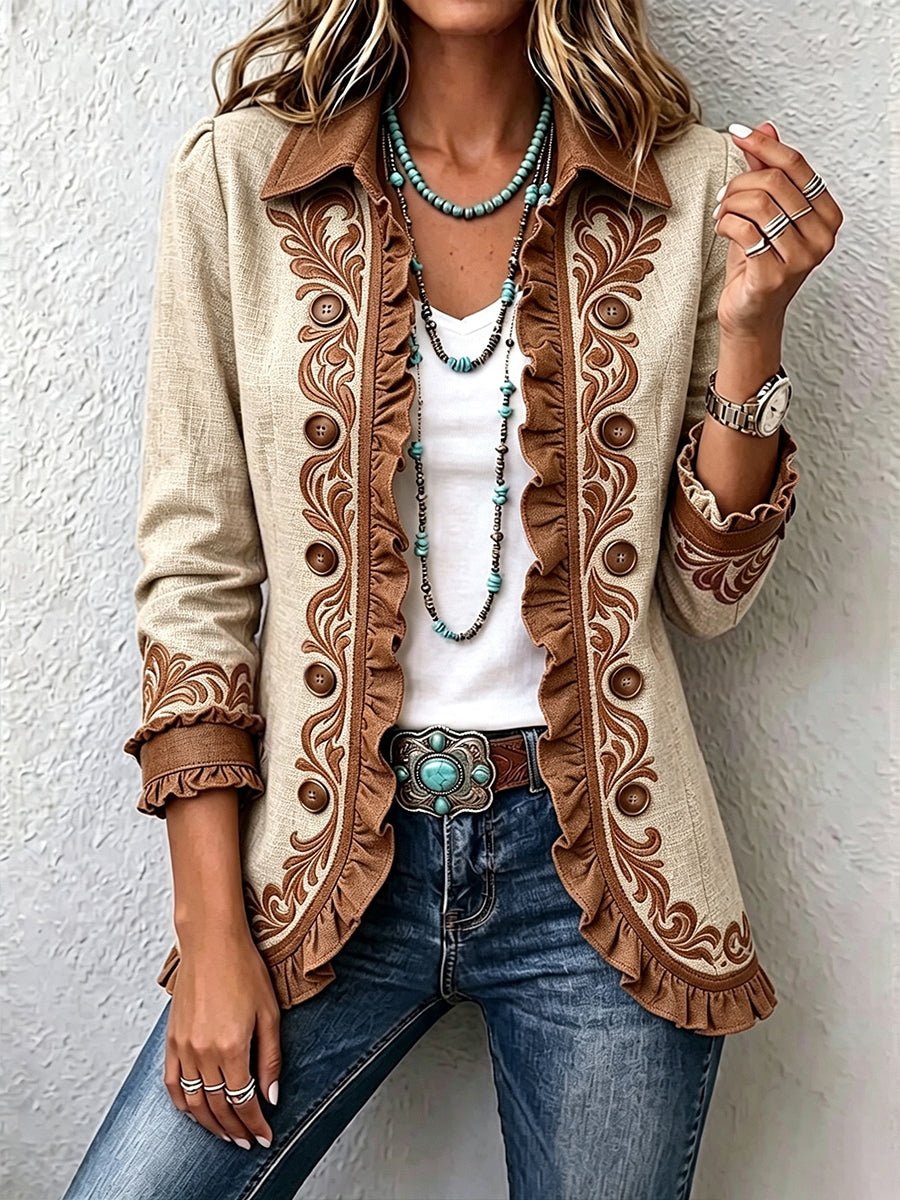 Octavie | Brown Ruffle Jacket