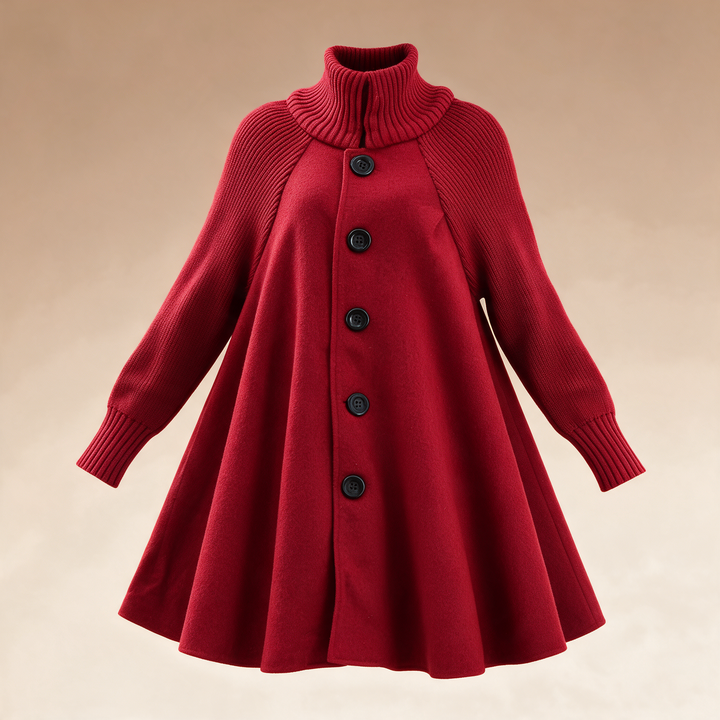 A-Line Wool Swing Coat - Red