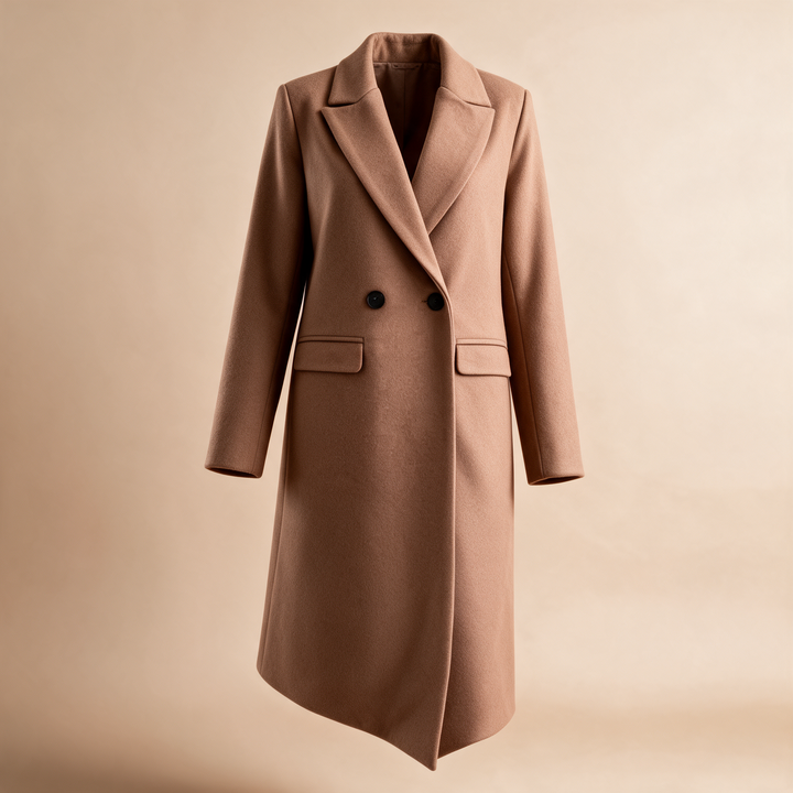 Double-Breasted Midi Wool Coat - Camel