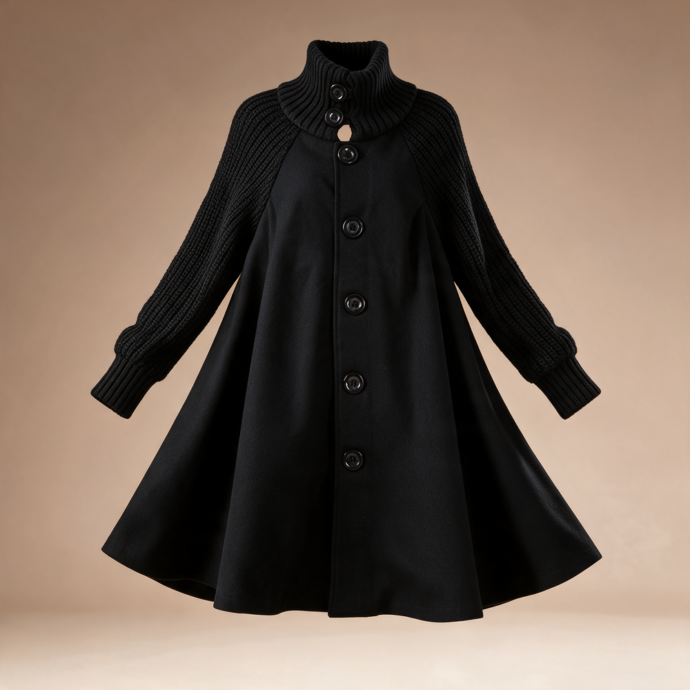 A-Line Wool Swing Coat - Black