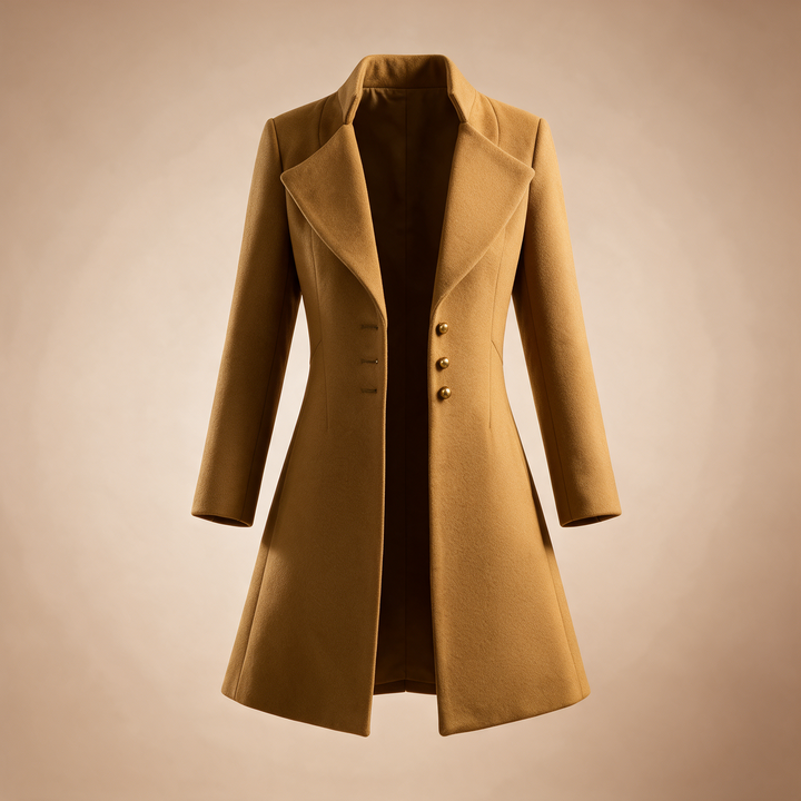 Slim-Fit Lapel Wool Coat - Mustard
