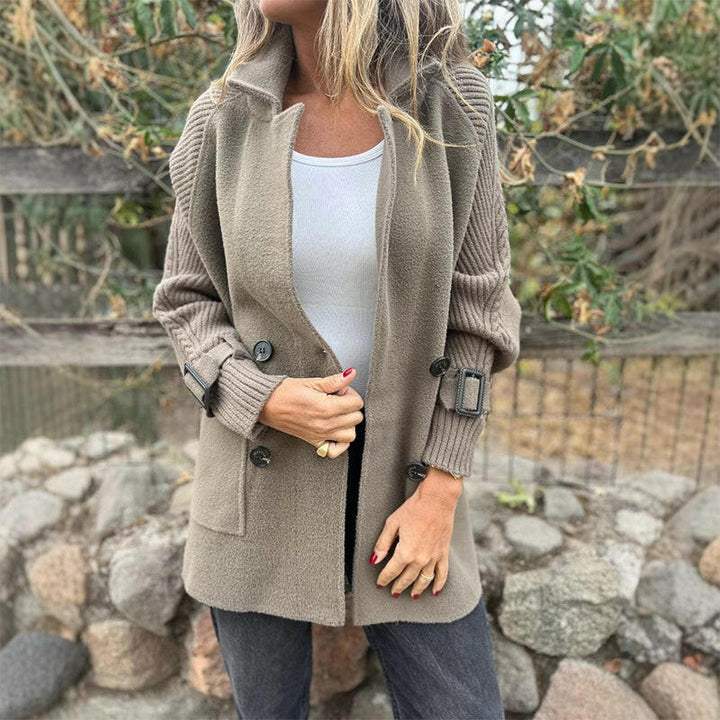 Isola | Refined Double-Breasted Knit-Sleeve Coat