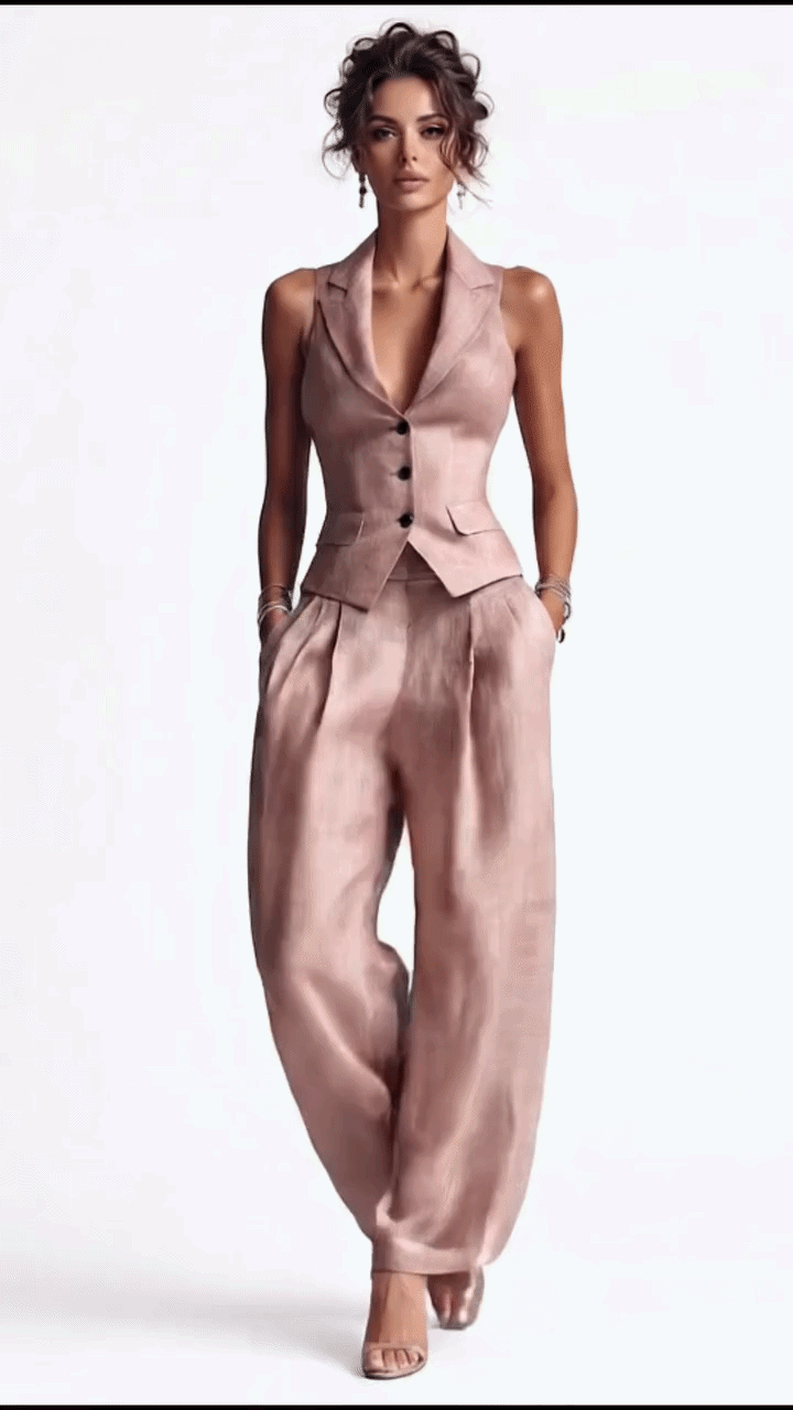 Aime | V-Neck Button Two-Piece Set